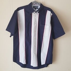 𝅺TOMMY Hilfiger LG button shirt flag striped colors